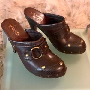 Michael Kors  Brown, Lizard embossed Leather Mule